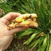 Rick Hauchman's sandwich of grilled pimento cheese and grilled peaches with watercress